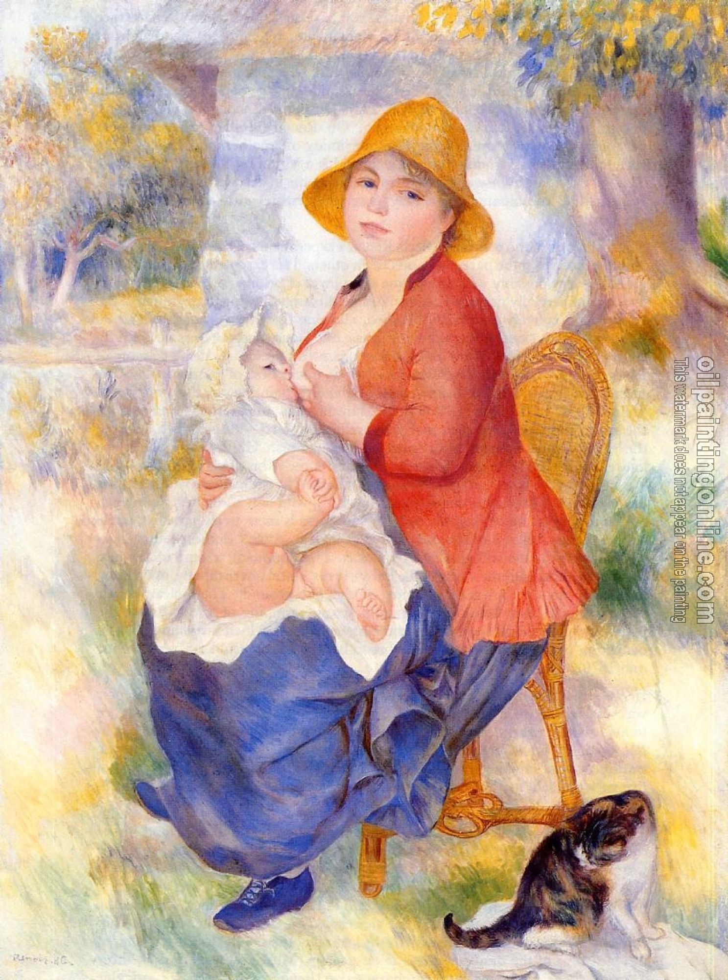 Renoir, Pierre Auguste - Motherhood, Woman Breast Feeding Her Child